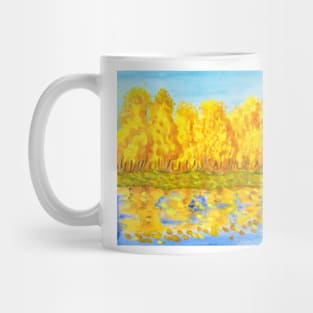 Autumn landscape with golden forst Mug